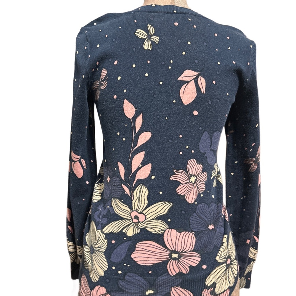 Brooklyn Industries Blue Floral Long Sleeve Sweater - Picture 4 of 7